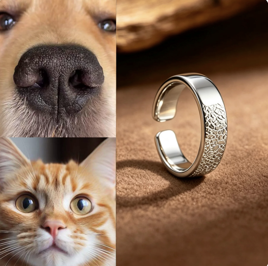 Classic Custom Pet Nose Print Ring in 925 sterling silver